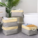 TheWarmHome Storage Basket for Organizing - 3 Pack 14x10x7 inch Large Collapsible Storage Bin for Shelves, Fabric Storage Cubes for Organizer ClosetCloth Gift Toy (Grey & Gold) by TinyTreasures Baby Boutique