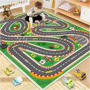 Kids Rug Race Track Play mat Playroom Rug Car Rugs for Kids Toy Cars Road Rugs for Kid Classroom (Race-Green, 2.6x3.9ft) by CozyNest Decor