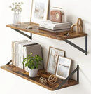 10 Inch Deep Floating Shelves, Floating Shelves 30 Inch Long, Rustic Wood Wall Shelves 30"W x 10"D, Deep Floating Shelf with Bracket, Wide Storage Shelves for Living Room, Bathroom, Rustic Brown by CozyNest Decor