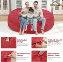 7FT Bean Bag Chair, Large Bean Bag Chairs with Memory Foam Filled, Fluffy Beanbag Sofa with Dutch Velvet Cover, Round BeanBag Chairs for Living Room, Playroom - Red by TinyTreasures Baby Boutique