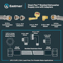 Eastman Dishwasher Installation Kit, 12 Foot Hose with Adapters, 3/8 Inch MIP x 3/4 Inch FHT Elbows, Braided Stainless Steel Connectors, 69008 by CozyNest Decor