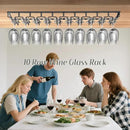 Xverycan Wine Glass Rack Under Cabinet, 10 Row Extreme Large Stemware Hanger, Metal Wine Goblet Holder, DIY Bar Glass Storage Rack for Bar Counter, Kitchen, Screws Included by CozyNest Decor