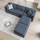 CHITA Oversized Modular Cloud Sectional Sofa Set, FSC Certified U Shaped Couch with Reversible Chaise Modular Sectional Couch, 112 inch Width,5 Seat Modular Sofa Includes 2 Storage Ottomans, Blue by CozyNest Decor