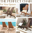 IDZO Elina FSC Eucalyptus Tamarack Chair, 300Lbs Capacity Modern Adirondack Style, Wooden Folding Seat, for Fire Pit Outdoor & Indoor - Cinnamon, Single by CozyNest Decor