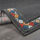Beverly Rug Outdoor Runner Rug 2x7 Modern Floral Bordered Area Rugs for Indoor and Outdoor Patio Easy to Clean Non Shedding Living Room Porch Garden Washable Outside Carpet (2 x 7 Dark Gray) by CozyNest Decor