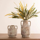 Mitt&Ditt Ceramic Flower Vase with Handles, 8 inch Tall Off-White Vase, Decorative Terracotta Vases, Farmhouse Rustic Pottery Vases for Home Decor, Living Room, Table by CozyNest Decor