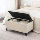 Asense Storage Ottoman Bench, Tufted Fabric Upholstered End of Bed Bench with Safety Hinge Wooden Legs, for Entryway Bedroom (Cotton and Linen Beige, 33.3") by CozyNest Decor