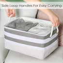 TheWarmHome Storage Basket Fabric Basket with Handles Dog Toy Basket Cloth Storage Bin Shelf Basket Decorative Storage Basket Shoe Basket Gift Basket(Grey&White Stripes-1 Pack,15.7L×11.8W×8.3H) by TinyTreasures Baby Boutique