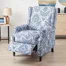 UIXE Floral Pushback Recliner Chair, Fabric Upholstered Armchair Push Back Accent Chair for Living Room, Rivet Trim Club Chair Home Theater Single Sofa Reading Seat - Navy Blue by CozyNest Decor