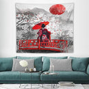Japanese Red Geisha Tapestry Asian Cherry Blossom Red Sun Traditional Kimono Folk Tapestries Home Decor for Living Room Bedroom Apartment Farmhouse Dorm 60"x50" by CozyNest Decor
