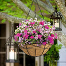2 Pack 20 Inch Extra Large Deep Hanging Planters for Outdoor Plants Watering Hanging Baskets Flower Pots with Coco Liners Metal Hanging Plant Holder for Porch Balcony Garden Decor by GreenHaven Gardens