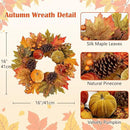Fall Wreaths for Front Door 16'' Autumn Velvet Pumpkin Wreath with Metal Hook Harvest Maple Wreath Fall Decoration for Home Halloween Thanksgiving Decoration, Briful by CozyNest Decor