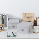 Soul & Lane Decorative Cardboard Storage Boxes with Lids, Set of 2 Stacking Keepsake Photo and Memory Boxes for Home & Office, Paperboard Organizers with Label Holders and Drawer Pulls, Cloud Gray by TinyTreasures Baby Boutique