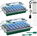 2 Packs Starter Tray with Grow Light, 80 Cells Seed Starter Kits with Humidity Dome and Base Plant Germination Seedling Starter Kit with Smart Timer for Indoor Greenhouse Wheatgrass Hydroponic by GreenHaven Gardens