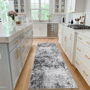 Runner Rug for Hallways Kitchen 2'6"x8' Washable, Non Slip Carpet 8ft Area Rugs Entryway Rubber Backed 8 Feet Neutral Abstract Modern Low Pile Indoor Black Grey by TinyTreasures Baby Boutique
