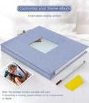 popotop Photo Album Self Adhesive with Picture Display Window,60 Pages DIY Scrapbooking Supplies Kit for 4x6 8x10 Picture,Linen Cover Memory Book for Baby Wedding, with Scraper and Metallic Pen by TinyTreasures Baby Boutique