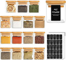 ComSaf 16Pcs Glass Spice Jars with Bamboo Lid, 4oz Airtight Square Spice Containers with 275 Black Lables, Empty Seasoning Jars for Spice Salt Sugar by CozyNest Decor