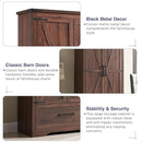 JXQTLINGMU Farmhouse Kitchen Pantry Cabinet - 72" Tall Wood Kitchen Storage Cabinets with Adjustable Shelves & 2 Barn Doors & Drawer, Versatile Storage for Dining Room, Bathroom, Rustic Brown by CozyNest Decor