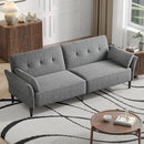 89” Futon Sofa Bed, Comfy Futon Couch Bed with 2 Square Pillows, Convertible Sleeper Sofa with Adjustable Backrest& Armrests, Modern Loveseat Sleeper for Living Room, Bedroom, Light Gray by CozyNest Decor