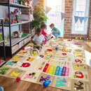 7x10 Playroom Rugs for Kids Washable, Educational and Fun Playmat with ABC Alphabet Animals Shapes Colors, Non-Slip Play Mat Learning Rug for Baby Toddler Children Game Activity，Beige, Pink by CozyNest Decor