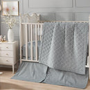 Brandream Gender Neutral Boho Bohemian Farmhouse Chic Baby Crib Bedding Set 100% Washed Cotton Like Linen Supersoft Classic Quilted Plaid Design Nursery Collection (Grey, 6-Piece) by TinyTreasures Baby Boutique