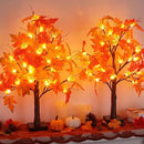 2 Pack 24 Inch Prelit Fall Maple Tree Fall Decor with 48 LEDs Timer Battery Operated Artificial Fall Light Up Tree Maple Acorn for Fall Thanksgiving Decorations Table Home Office Indoor Autumn Harvest by CozyNest Decor