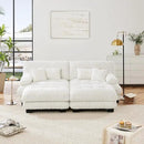 Loveseat Modular Sectional Sofa, U Shaped Couch with Ottoman, Cloud Couch Sectional Couch Home Sofa Living Room Oversized Couch Deep Seat Couch with Round Bolster Armrests 4 Pillows(White) by CozyNest Decor