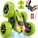 Remote Control Car for Kids Ages 6+, RC Cars Stunt Car Toy 4WD Double Sided 360° Rotating Remote Control with Headlights, Birthday Xmas Gifts for Boys 6 7 8 9 10 11 12 Green by TinyTreasures Baby Boutique
