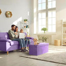 Sorbus Storage Ottoman Bench – Collapsible/Folding Bench Chest with Cover – Perfect Toy and Shoe Chest, Hope Chest, Pouffe Ottoman, Seat, Foot Rest, – Contemporary Faux Suede (Purple) by CozyNest Decor