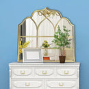 Window Mirror Pane Scalloped, Wide Arched Gold Mirrors Decorative, Cathedral Arch Wall Decor with Metal Windowpane Grid for Mantle Entryway Fireplace Hallway Living Room by CozyNest Decor