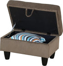 Ottoman Rectangular Storage Ottoman Bench, Flannel Footrest Stool Footstool with Lid for Living Room, Bedroom, Entryway, Brown, 28.5"x19"x17.5" by CozyNest Decor