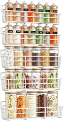 5 Pack Spice Rack Seasoning Organizer Wall Mount, Screw or Adhesive Hanging Shelf Basket Spice Organizer Shelf for Kitchen, White by CozyNest Decor