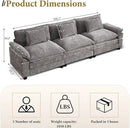 URRED Modular Sectional Sofa Comfy Cloud Couch, Modern Chenille Sofa Sleeper Deep Seat Couches with Ottoman/Pillows for Living Room (Gray, 117'') by CozyNest Decor