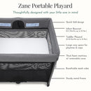 Evolur Zane Portable Playard with Instant Fold, Removable Mattress Cover & Full-Size Zipper Bassinet – Lightweight Travel Crib for Infant (0–18 Months) Grey by TinyTreasures Baby Boutique