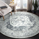 Lahome Boho Round Rugs - 6ft Washable Round Area Rugs for Living Room Grey Non-Slip Throw Dining Room Rug Large Circle Bedroom Rug, Oriental Distressed Print Indoor Rug Round for Entryway Office by TinyTreasures Baby Boutique