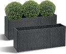 SUNNYPARK Set of 2 Large Rectangular Planter with Removable Liner, All-Weather PE Rattan Modern Planters Indoor Outdoor Flower Plant Pots Garden Box Patio Yard Front Porch Deck by GreenHaven Gardens