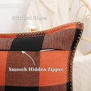 decorUhome Fall Orange and Black Decorative Throw Pillow Covers 18x18 Set of 2, Buffalo Plaid Check Farmhouse Cushion Covers with Stitched Edge for Autumn Harvest Couch Sofa Bed Home Decor by CozyNest Decor