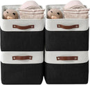 DECOMOMO Storage Bins Fabric Storage Baskets for Shelves, Linen Closet Organization Toys Nursery (Black and White, Large - 4 Pack) by CozyNest Decor