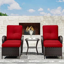Joyside 5 Piece Patio Furniture Set, Outdoor Swivel Chair Sets with Thick Cushion and Ottoman, Wicker Patio Conversation Set for Porch, Deck Use (Brown/Red, 5 PCS) by GreenHaven Gardens