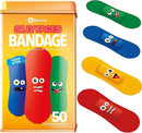 BioSwiss Bandages, Silly Faces Shaped Self Adhesive Bandage, Latex Free Sterile Wound Care, Fun First Aid Kit Supplies for Kids, 50 Count by TinyTreasures Baby Boutique