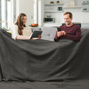 PHF 100% Cotton Waffle Blanket Oversized King 120"x120", Lightweight Breathable Extra Large 10'x10' Summer Blankets for Bed, Giant Big Luxury Aesthetic Woven Bedding for Home Decor, Charcoal Grey by CozyNest Decor