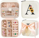 AYGXU Travel Jewelry Box for Women and Girls - Small Case With Initial A-Z - Teacher Gifts by TinyTreasures Baby Boutique