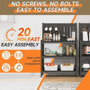 Workbench with Pegboard, Adjustable Heavy Duty Work Table with Wheels, Heavy Duty Workstation, Metal Tool Work Bench for Garage Warehouse Workshop, 48" H x 18" D x 34" W, Black by GreenHaven Gardens
