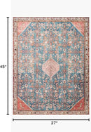 Loloi Layla Collection LAY-10 Marine/Clay 2'-3" x 3'-9" .13" Thick Accent Rug, Soft, Durable, Vintage Inspired, Distressed, Low Pile, Non-Shedding, Easy Clean, Printed, Living Room Rug by CozyNest Decor