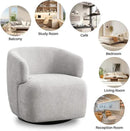 Swivel Accent Chair, Chenille Barrel Chair for Living Room, Cozy Round Boucle Arm Chair, Metal Base for Club Nursery Bedroom, Light Grey by CozyNest Decor