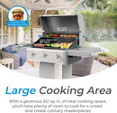 Kenmore 3-Burner Propane BBQ Grill, 30,000 BTUs Gas Grill with Cast Iron Cooking Grates, Folding Side Tables & Wheels, Outdoor Grill with Tool Hooks, Pearl White + Bonus Cover by GreenHaven Gardens