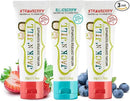 Jack N' Jill Natural Toothpaste for Baby and Infants - Fluoride Free Training Toothpaste, 40% Xylitol, BPA Free - Strawberry & Blueberry, 1.76 oz (Pack of 3) by CozyNest Decor