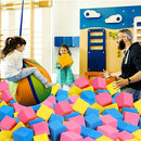 Foam Pit Cubes - 36 PCS 5 Inches Gymnastics Foam Blocks Trampoline Blocks, Multi-Sport Protective Padding for Gymnastics, Trampoline, Parkour, Skate Parks & BMX- Pink & Yellow & Dark Blue by TinyTreasures Baby Boutique