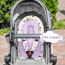 GFU Baby Car Seat Head Support for Newborn, 2 in 1 Infant Car Seat Head Body Support with Strap Pads, Soft Stroller Cushion Pillow Insert for Girls and Boys, Fits for Stroller, Swing, Purple Floral by TinyTreasures Baby Boutique