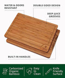 ROYAL CRAFT WOOD Wooden Cutting Boards for Kitchen Meal Prep & Serving - Bamboo Wood Serving Board Set with Deep Juice Groove Side Handles - Charcuterie & Chopping Butcher Block for Meat (3 Pcs) by CozyNest Decor